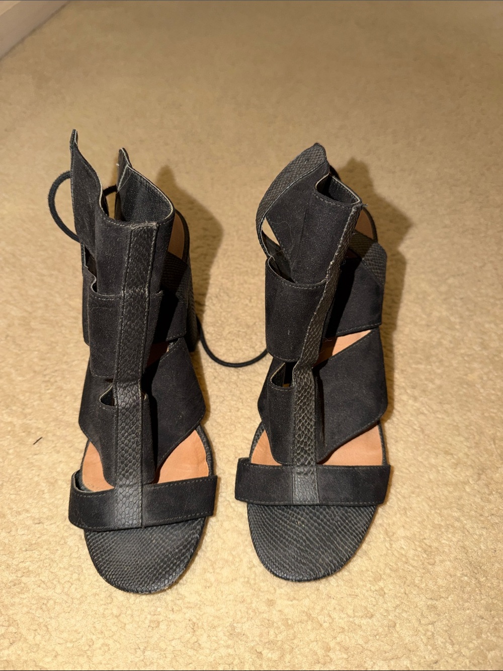 Charlotte Russe Black Strappy Lace-Up Heels